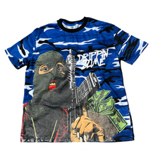 Load image into Gallery viewer, Blue Camo “Slime Em All” Oversized Tee
