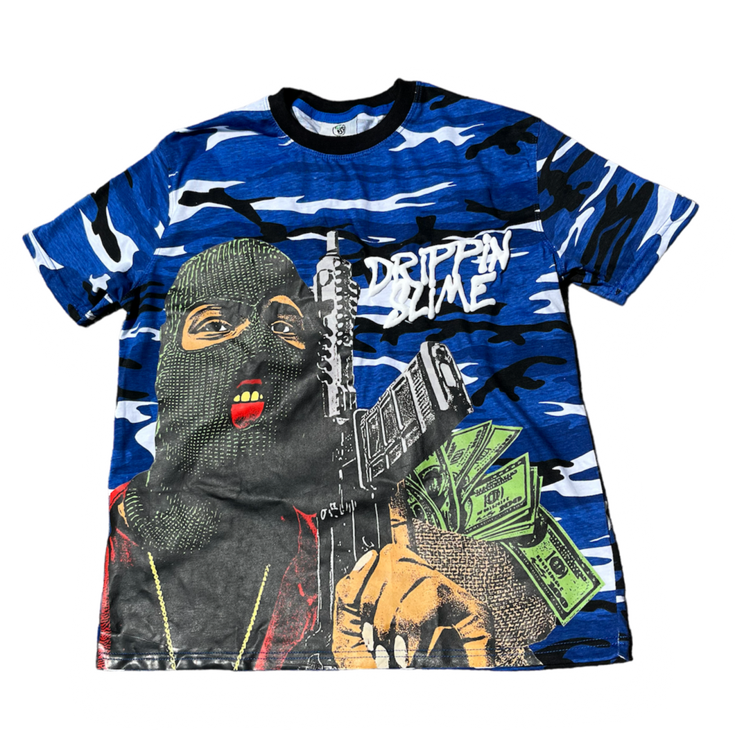 Blue Camo “Slime Em All” Oversized Tee