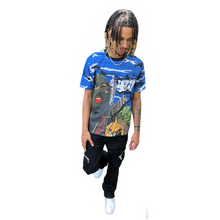 Load image into Gallery viewer, Blue Camo “Slime Em All” Oversized Tee
