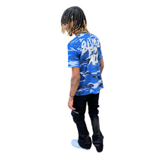 Load image into Gallery viewer, Blue Camo “Slime Em All” Oversized Tee
